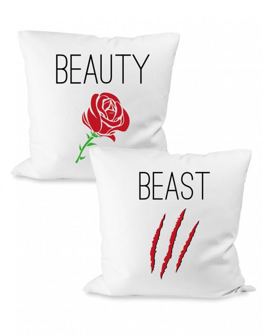 beauty-and-beast-Partner-Couple-Kissen-set-Weiss
