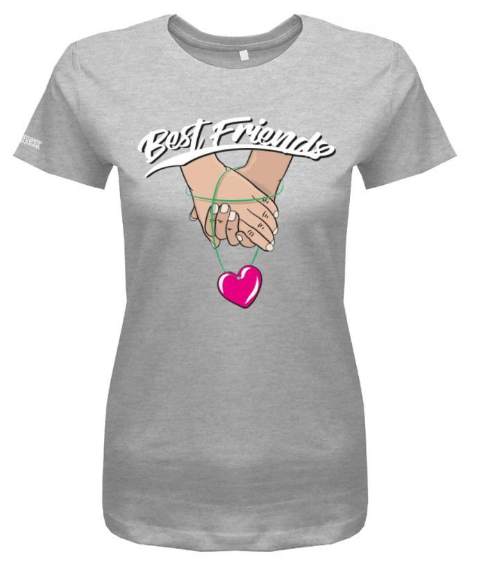 Best Friends Freunde Shirt BFF Hand in Hand Herz Shirt Grau