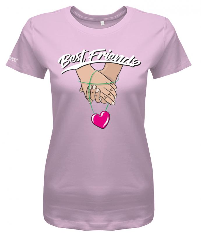 Best Friends Freunde Shirt BFF Hand in Hand Herz Shirt Rosa
