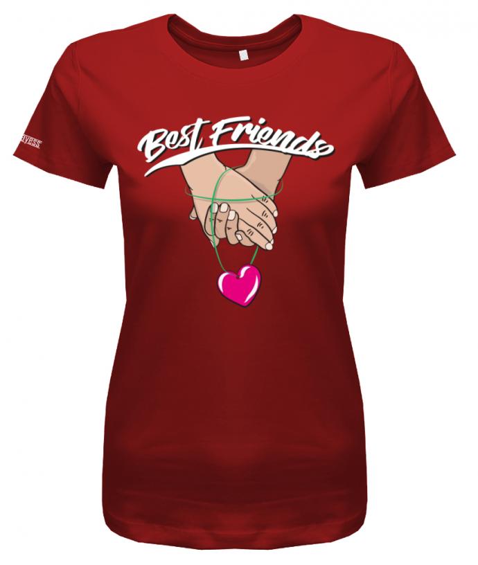 Best Friends Freunde Shirt BFF Hand in Hand Herz Shirt Rot