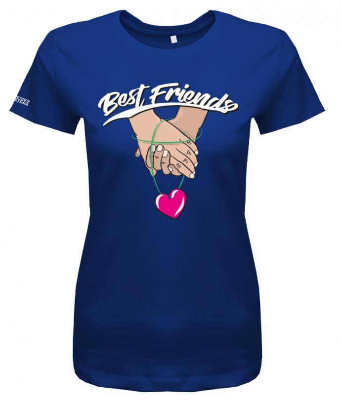 Best Friends Freunde Shirt BFF Hand in Hand Herz Shirt Royalblau