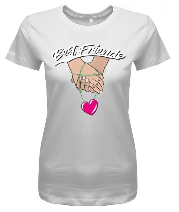 Best Friends Freunde Shirt BFF Hand in Hand Herz Shirt Weiss