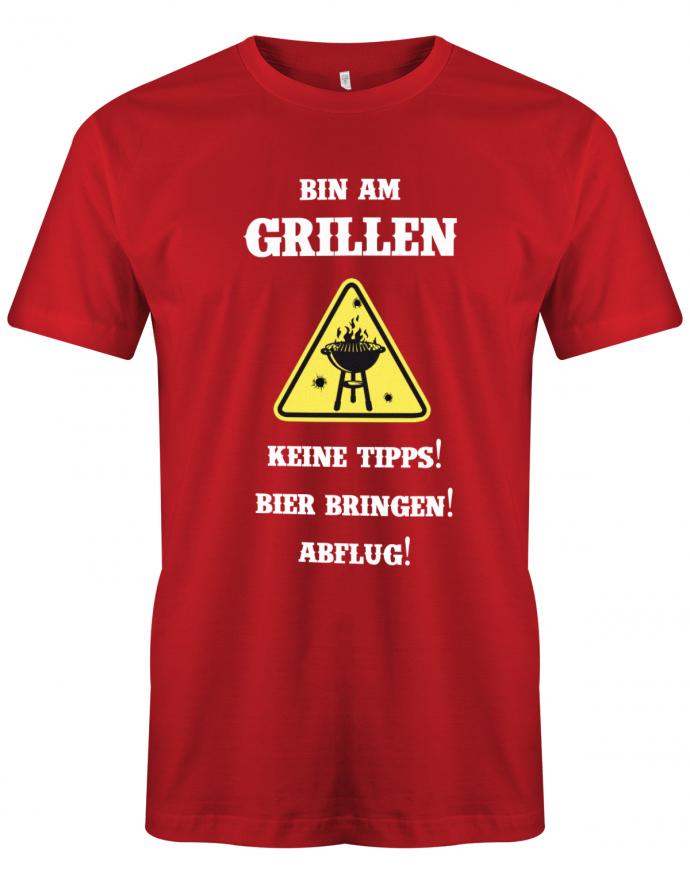 bin-am-grillen-keine-Tipps-bier-bringen-abflug-Herren-Grill-Shirt-Rot