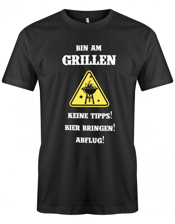 bin-am-grillen-keine-Tipps-bier-bringen-abflug-Herren-Grill-Shirt-Schwarz