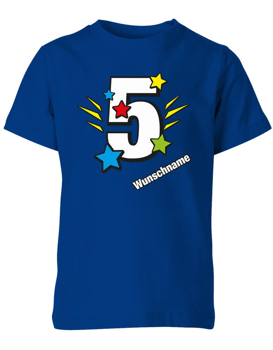 bunte-sterne-5-geburtstag-wunschname-kinder-shirt-royalblau