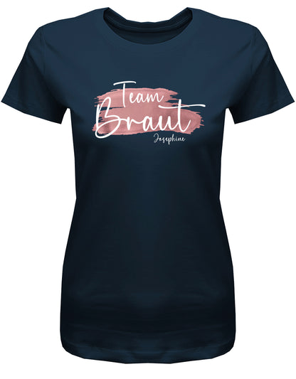 JGA Shirt Braut Team Braut mit Name Splash Frauen navy