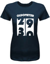 Lustiges T-Shirt zum 30. Geburtstag für die Frau Bedruckt mit Oldometer. Wechsel von 29 auf 30 Jahren. Navy