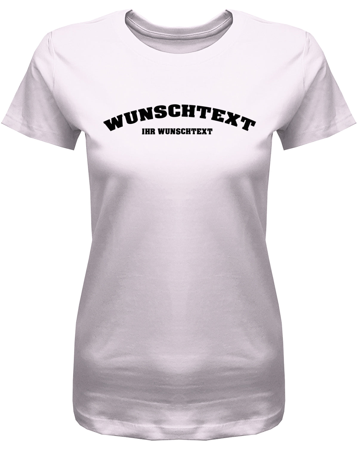 Frauen Tshirt mit Wunschtext.  Abgerundeter Text im Collage-Style. Rosa