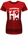 Lustiges T-Shirt zum 30. Geburtstag für die Frau Bedruckt mit Oldometer. Wechsel von 29 auf 30 Jahren. Rot