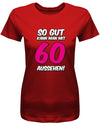 Lustiges T-Shirt zum 60 Geburtstag für die Frau Bedruckt mit So gut kann man mit 60 aussehen. Große 60 in Pink. Rot