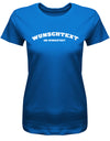 Frauen Tshirt mit Wunschtext.  Abgerundeter Text im Collage-Style. Royalblau