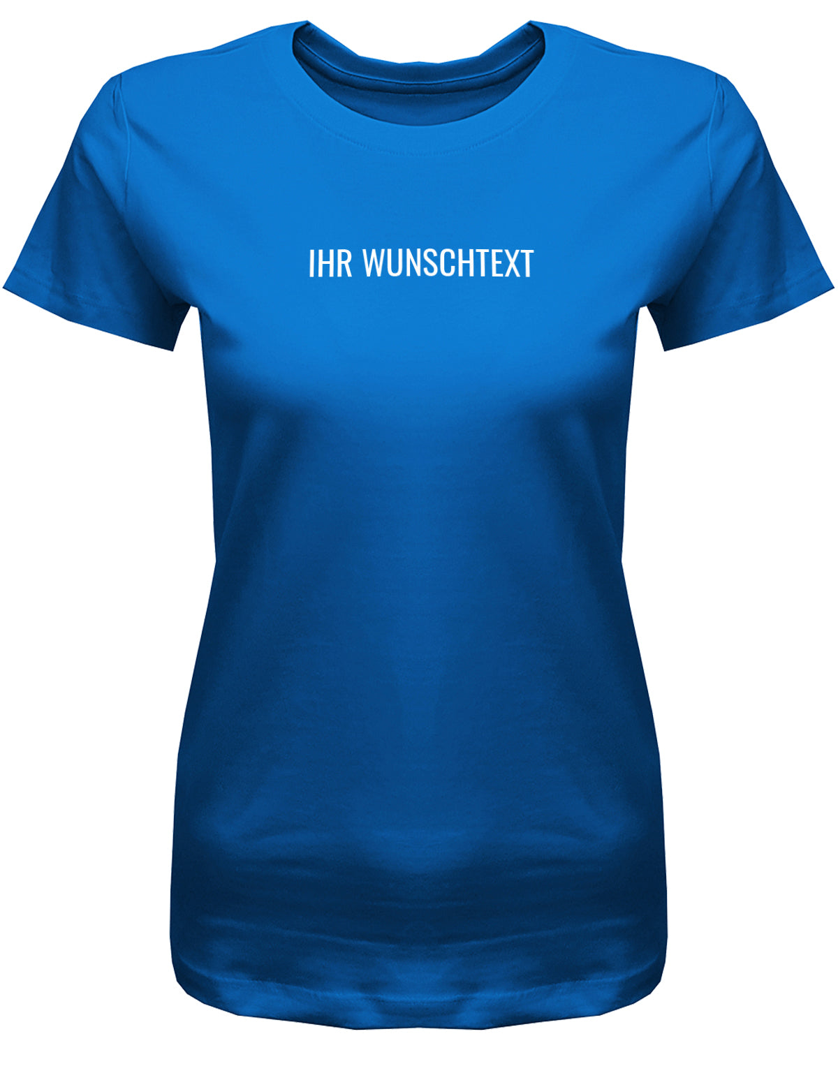 Frauen Tshirt mit Wunschtext. Minimalistisches Design. Royalblau