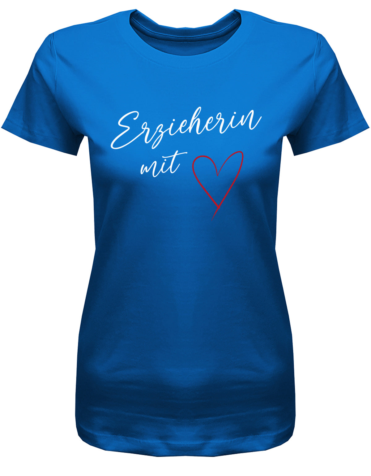 Erzieherin Geschenk - Erzieherin mit Herz - T-Shirt Royalblau