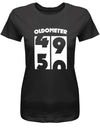 Lustiges T-Shirt zum 50. Geburtstag für die Frau Bedruckt mit Oldometer Wechsel von 49 auf 50 Jahre. Schwarz
