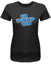 Frauen Tshirt mit Wunschtext.  Comic Schriftart mit weißer Umrandung. Schwarz