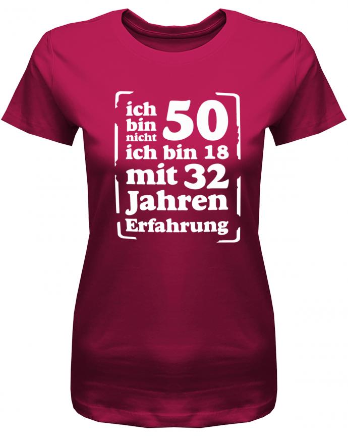 Lustiges T-Shirt zum 50. Geburtstag für die Frau Bedruckt mit Ich bin nicht 50, ich bin 18, mit 32 Jahren Erfahrung. Sorbet
