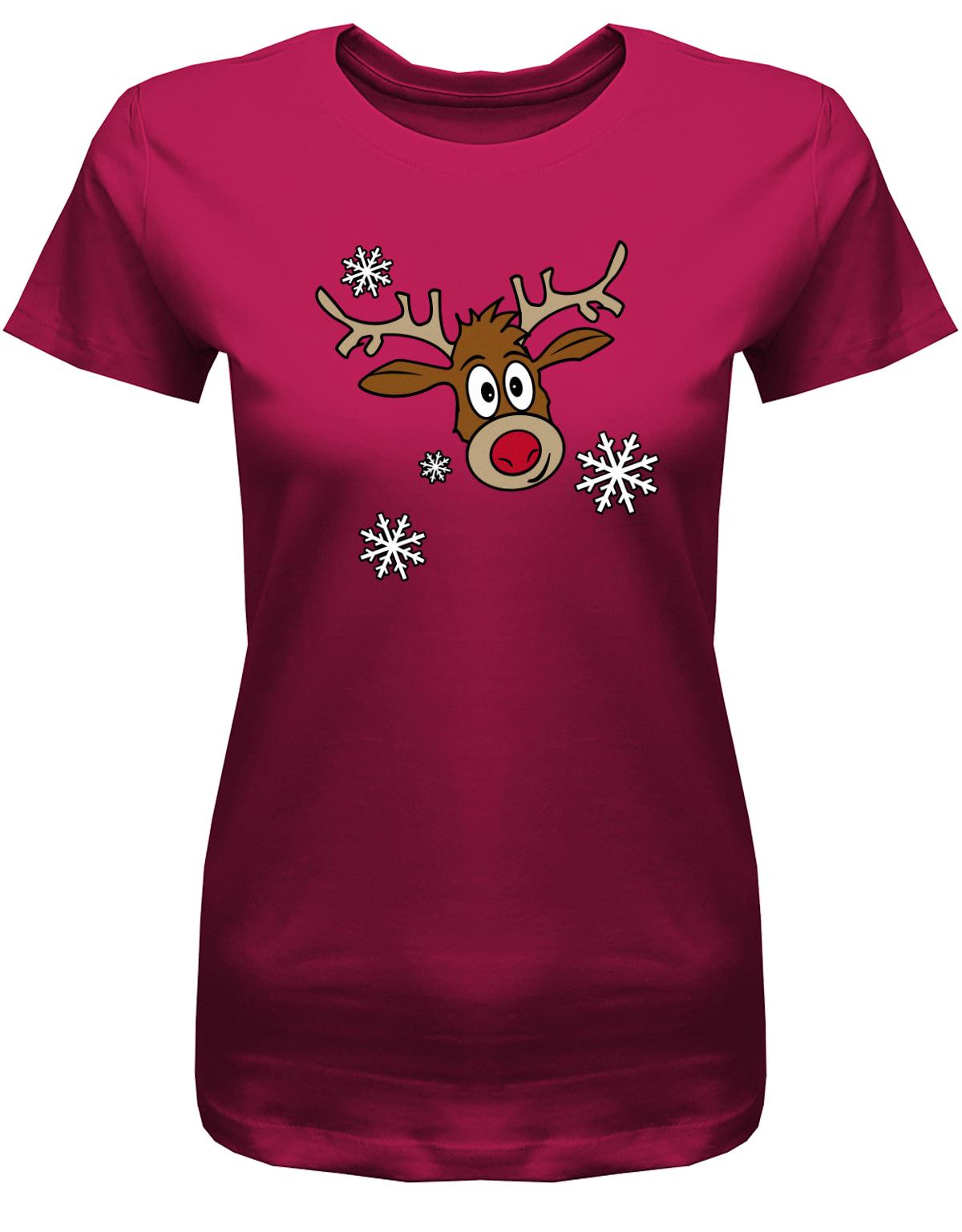 Rudolph - Damen T-Shirt Schneeflocken myShirtStore - - Weihnachten –