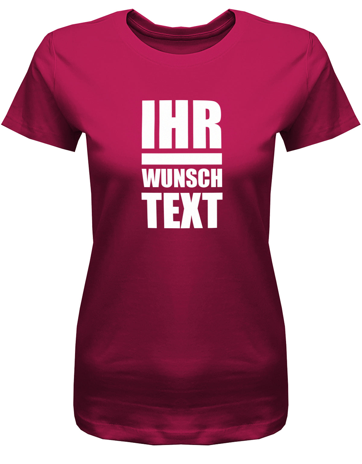 Frauen Tshirt mit Wunschtext.  Große Buchstaben mit Balken Block Style untereinander. Sorbet