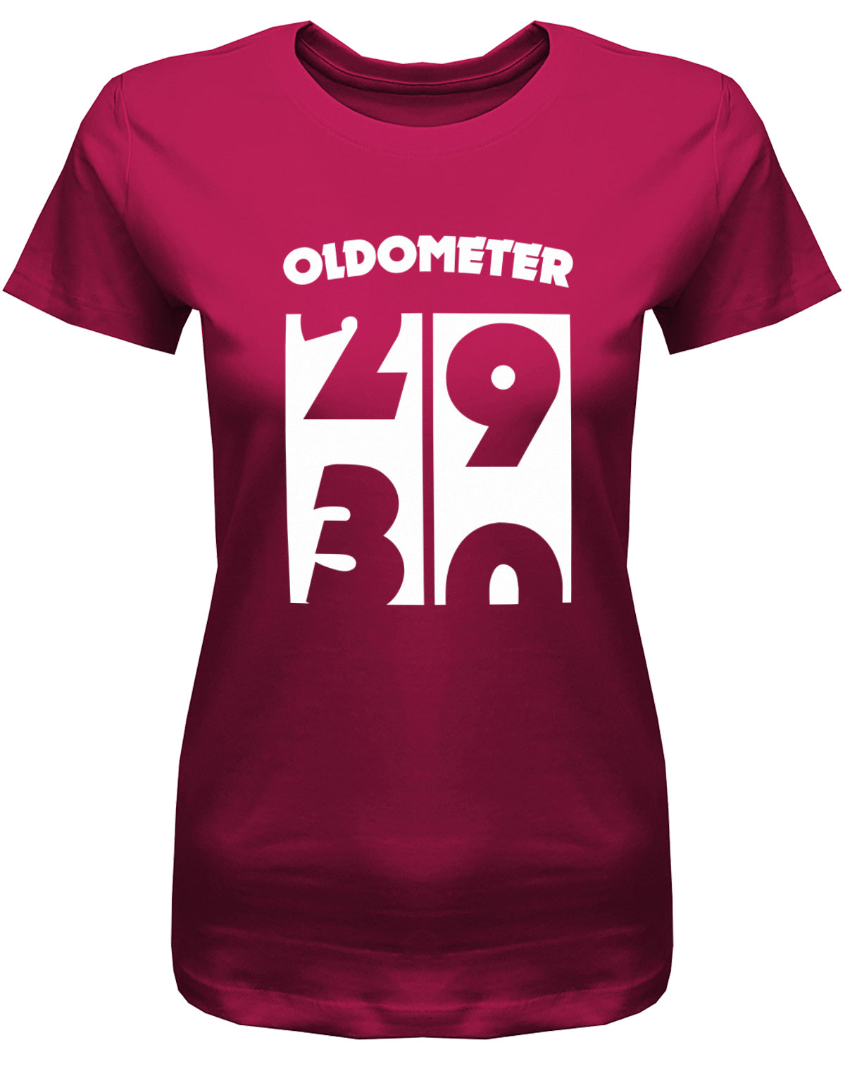 Lustiges T-Shirt zum 30. Geburtstag für die Frau Bedruckt mit Oldometer. Wechsel von 29 auf 30 Jahren. Sorbet