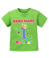Erster Geburtstag mit Wunschnamen- erster geburtstag baby shirt  gruen