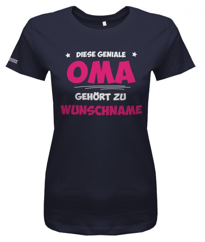 geniale-oma-wunschnamen-damen-shirt-navy