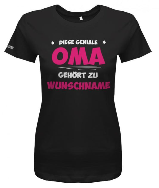geniale-oma-wunschnamen-damen-shirt-schwarz