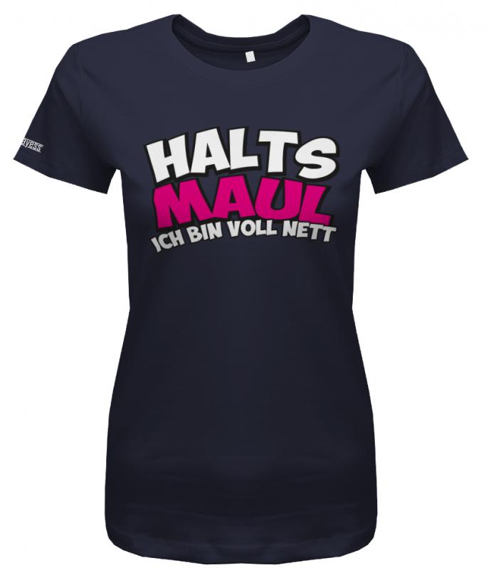 hals-maul-ich-bin-voll-nett-damen-shirt-navy