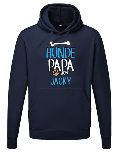 Hunde Papa Hoodie mit Namen vom Hund - Männer Navy