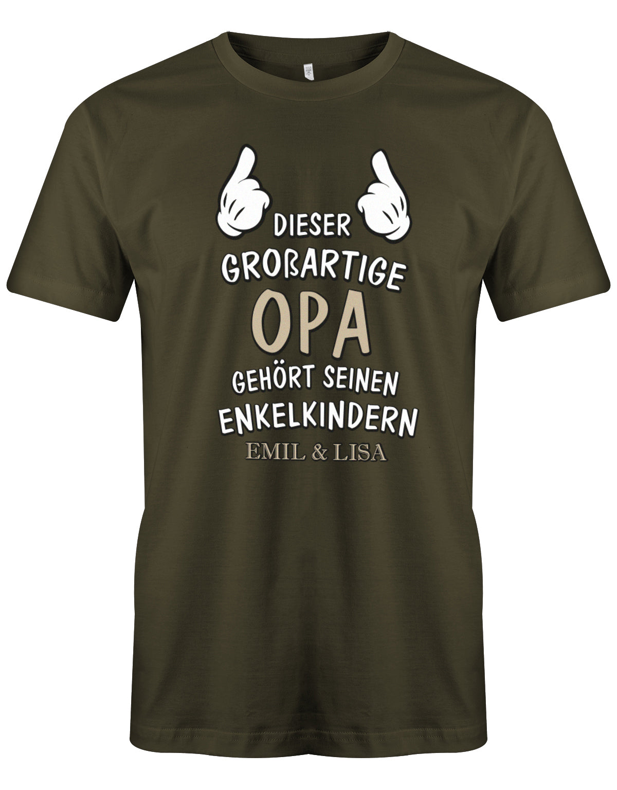 Opa Shirt personalisiert - Dieser großartige Opa gehört seinen Enkelkindern. Mit Namen der Enkel. Army