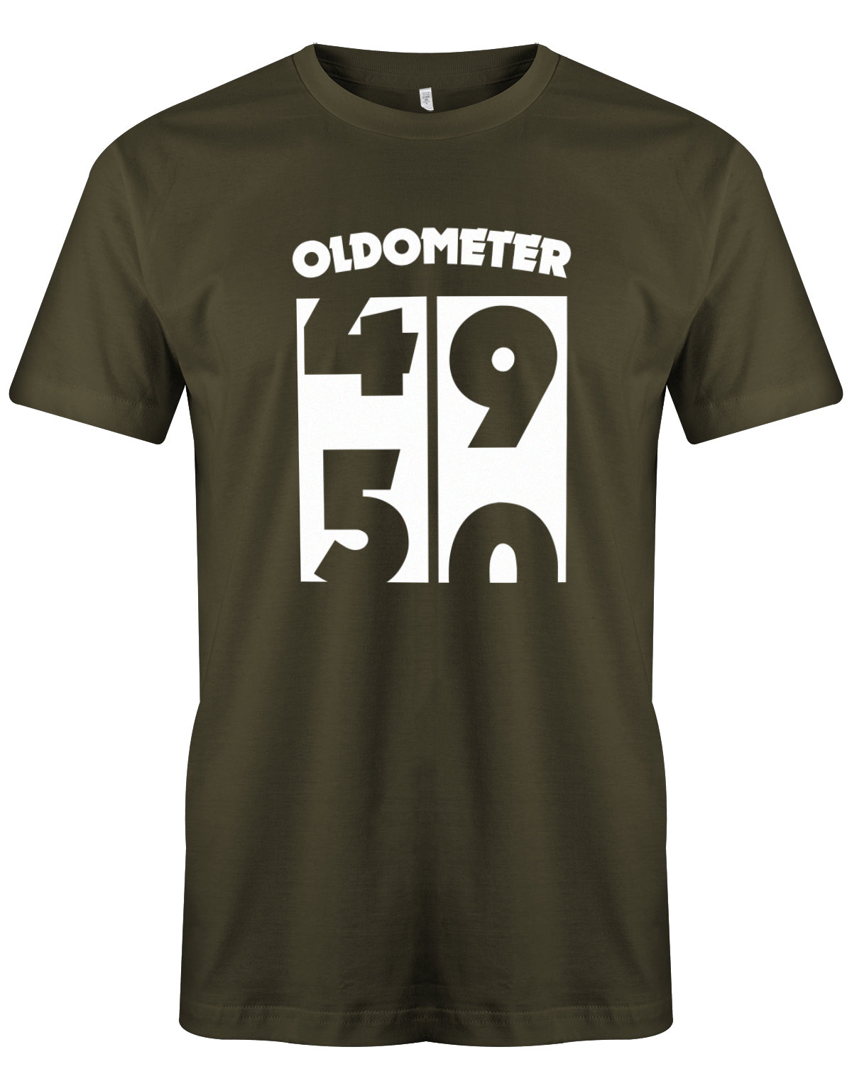 Lustiges T-Shirt zum 50 Geburtstag für den Mann Bedruckt mit Oldometer von 49 wechsel zu 50 Jahren. Army