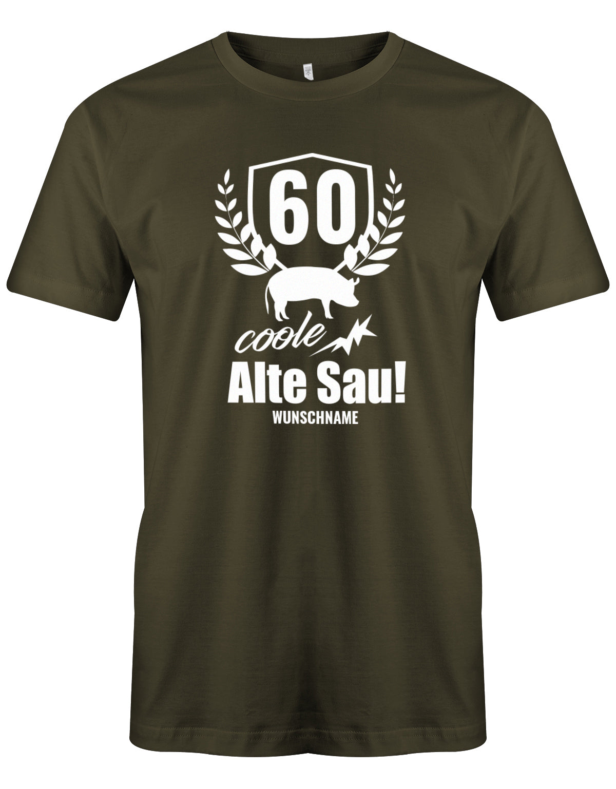 Lustiges T-Shirt zum 60. Geburtstag für den Mann Bedruckt mit 60 coole Alte Sau! mit Wunschname. Army