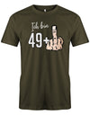 Lustiges T-Shirt zum 50 Geburtstag für den Mann Bedruckt mit Ich bin 49+ Stinkefinger. Army