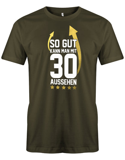 Lustiges T-Shirt zum 30 Geburtstag für den Mann Bedruckt mit: So gut kann man mit 30 aussehen! Sterne und Pfeile zum Gesicht des Trägers. 30 geburtstag Männer Shirt ✓ 1993 geburtstag shirt ✓ t-shirt zum 30 geburtstag mann ✓ shirt 30 mann Army