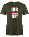 Männer Tshirt mit Wunschtext.  Große Buchstaben mit Balken Block Style untereinander.  Army