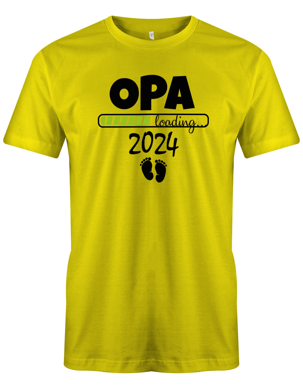 Opa T-Shirt Spruch für werdenden Opa - Opa Loading 2024 Balken lädt. Fußabdrücke Baby. Gelb