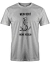 Das lustige Segler t-shirt bedruckt mit "Mein Boot, Meine Regeln, mit Anker". Grau