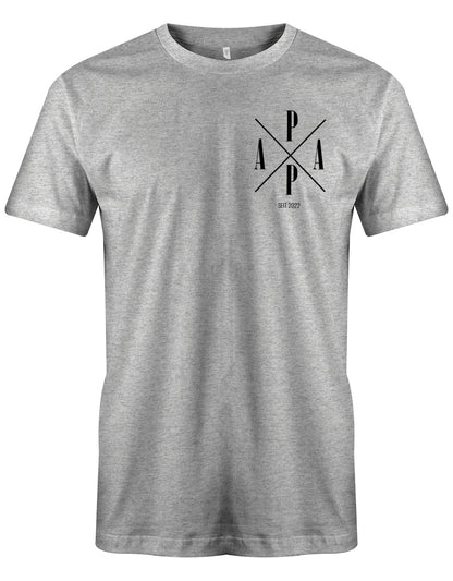 Papa Shirt Minimal seit Dein Wunschjahr personalisiert mit Geburtsjahr vom Kind myShirtStore Grau