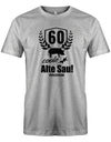 Lustiges T-Shirt zum 60. Geburtstag für den Mann Bedruckt mit 60 coole Alte Sau! mit Wunschname. Grau