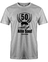 Lustiges T-Shirt zum 50 Geburtstag für den Mann Bedruckt mit 50 coole alte Sau mit Wunschname. Grau