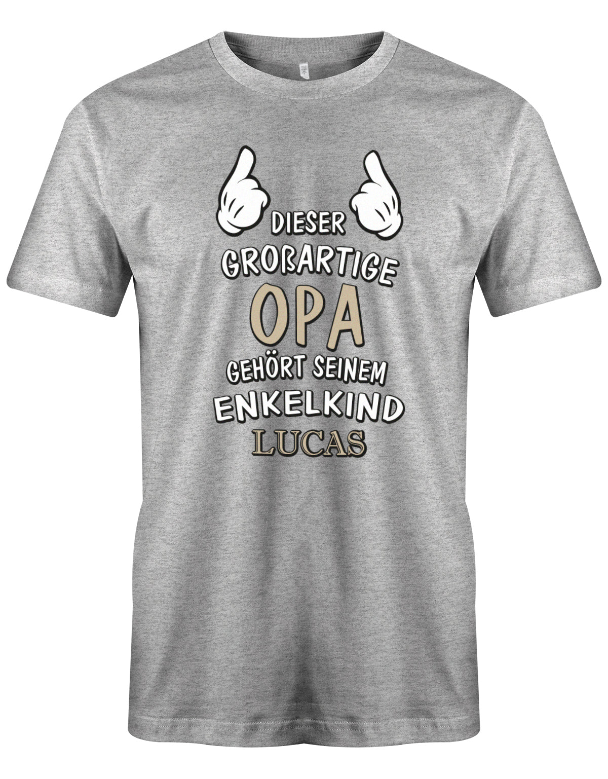 Opa Shirt personalisiert - Dieser großartige Opa gehört seinen Enkelkind. Mit Namen vom Enkelkind. Grau