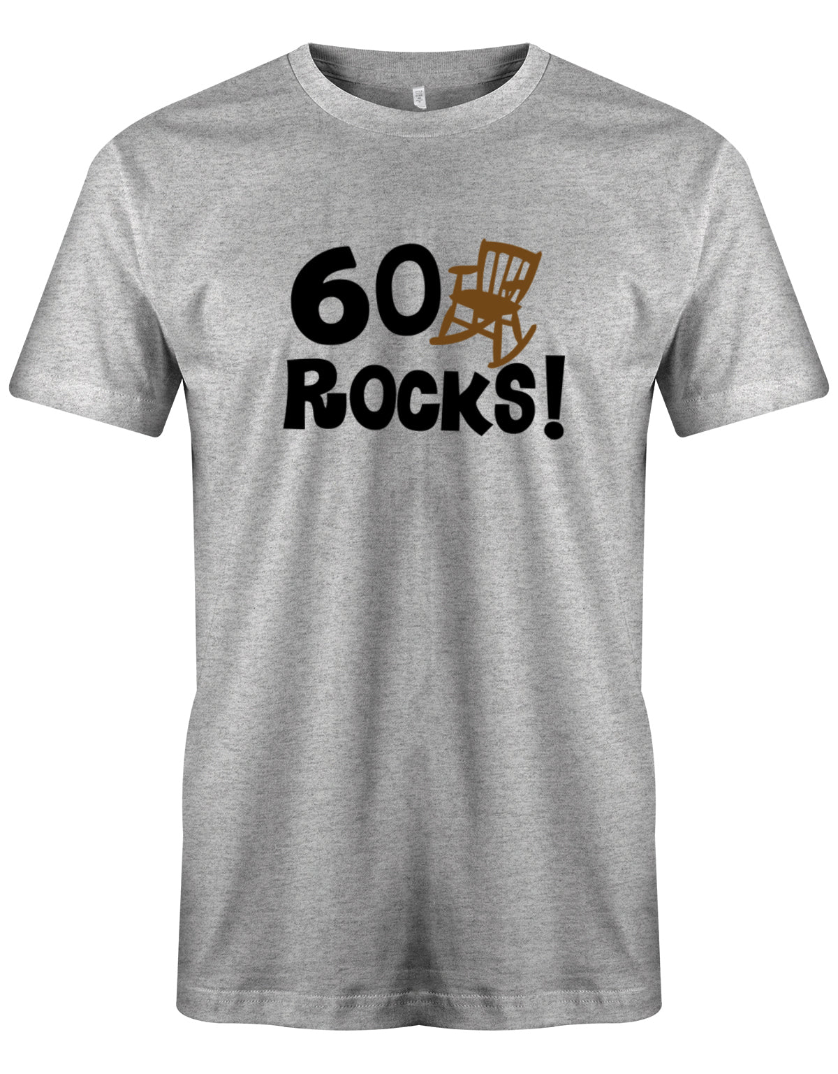 Lustiges T-Shirt zum 60. Geburtstag für den Mann Bedruckt mit 60 Rocks! Schaukelstuhl grau