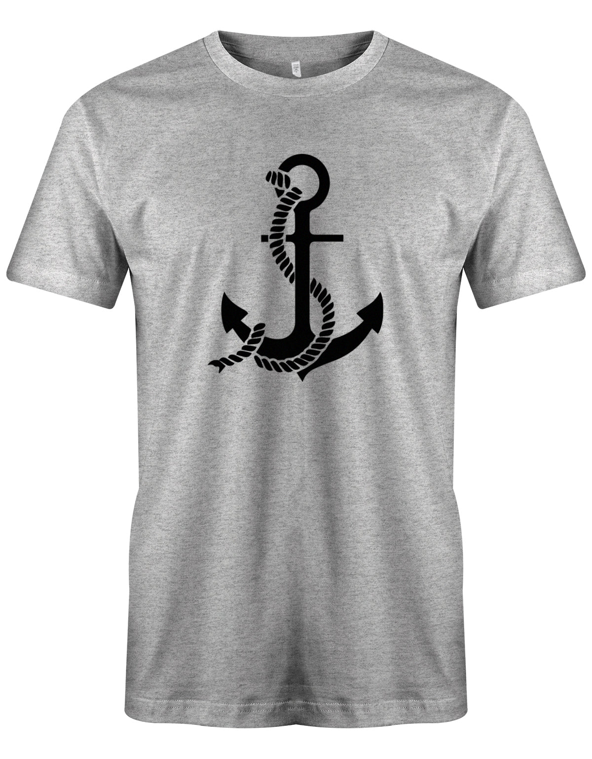 Das Segler t-shirt bedruckt mit "Anker und Tau für alle Seeleute". Grau