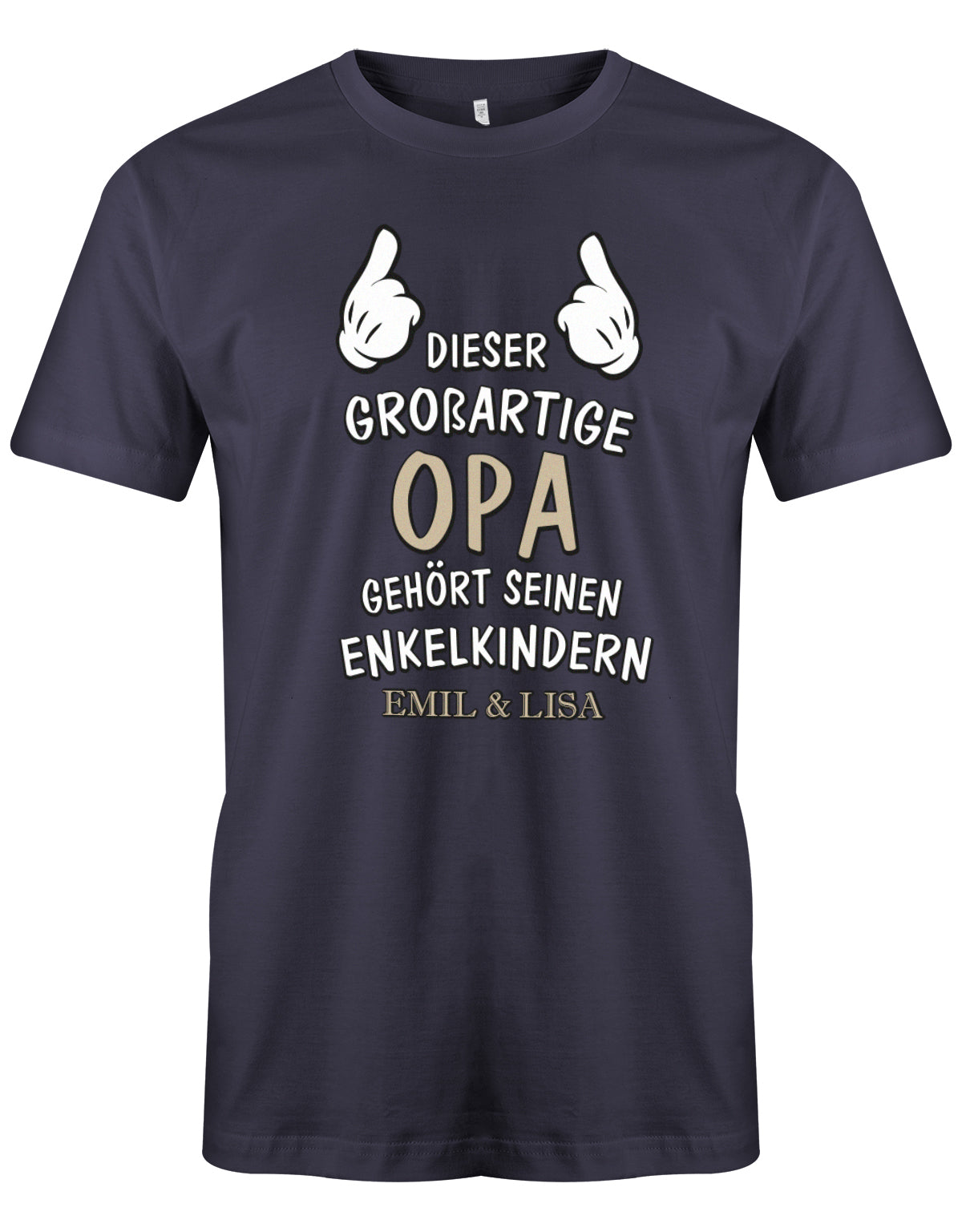 Opa Shirt personalisiert - Dieser großartige Opa gehört seinen Enkelkindern. Mit Namen der Enkel. navy