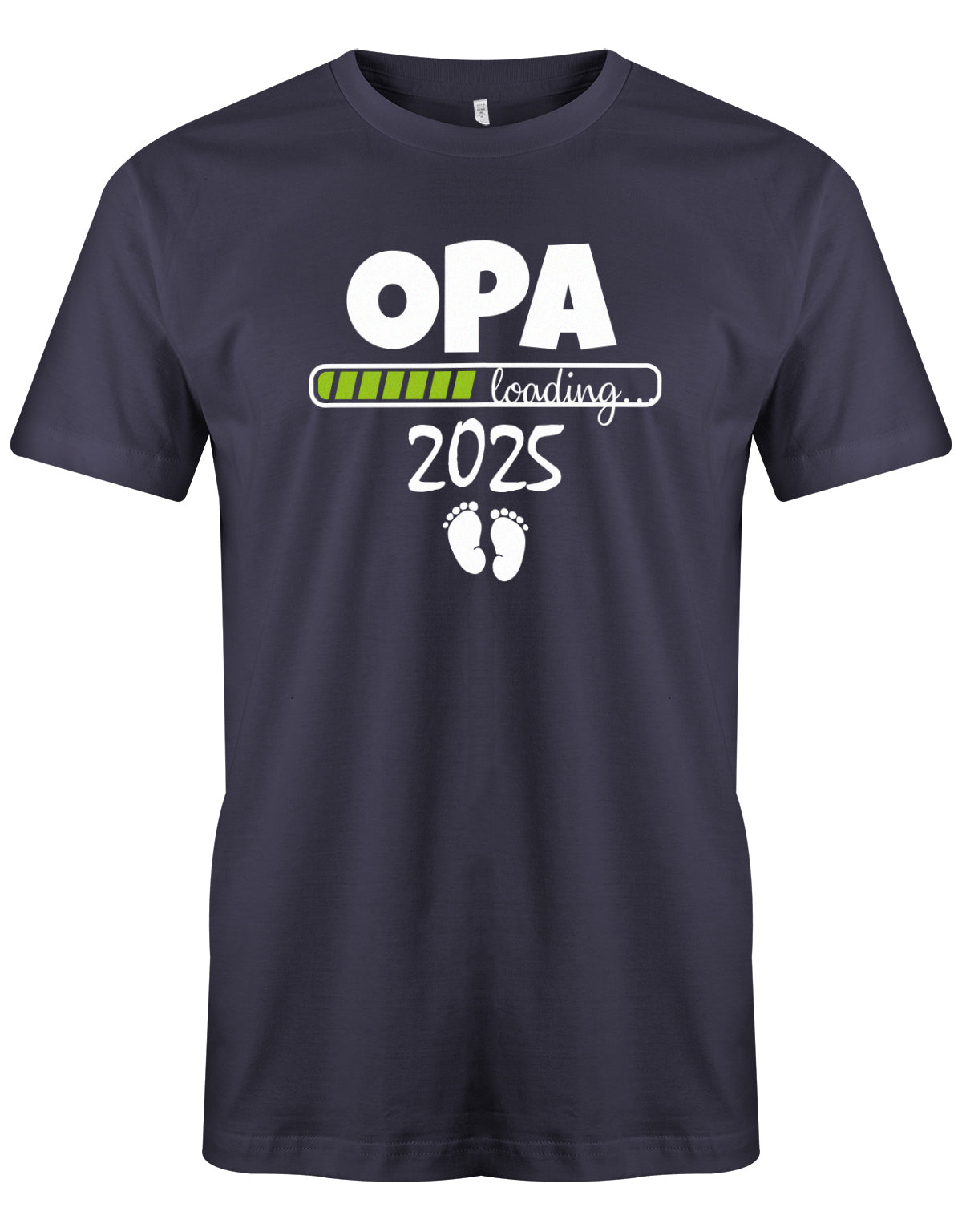 Opa T-Shirt Spruch für werdenden Opa - Opa Loading 2025 Balken lädt. Fußabdrücke Baby. Navy