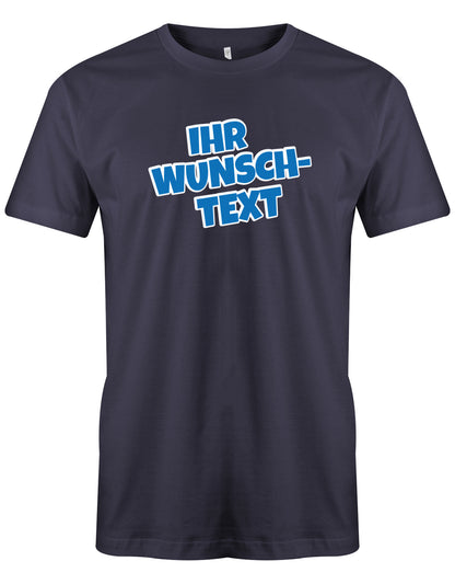 Männer Tshirt mit Wunschtext. Comic Design mit weißer Umrandung. Navy