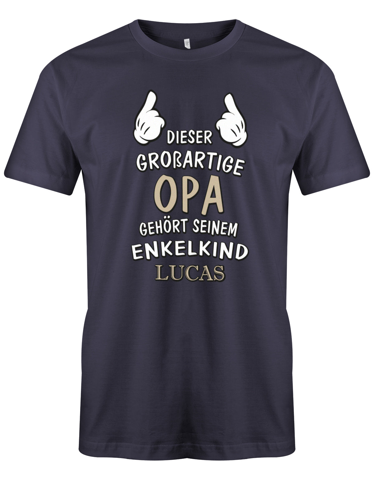 Opa Shirt personalisiert - Dieser großartige Opa gehört seinen Enkelkind. Mit Namen vom Enkelkind. Navy