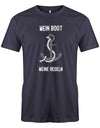 Das lustige Segler t-shirt bedruckt mit "Mein Boot, Meine Regeln, mit Anker". Navy