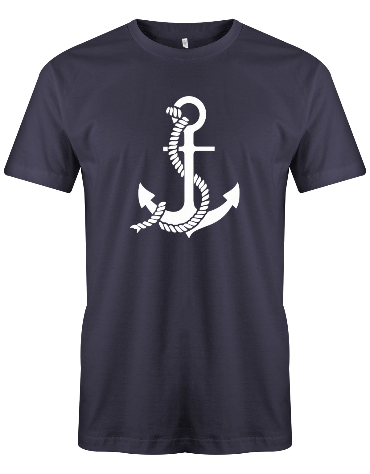 Das Segler t-shirt bedruckt mit "Anker und Tau für alle Seeleute". Navy