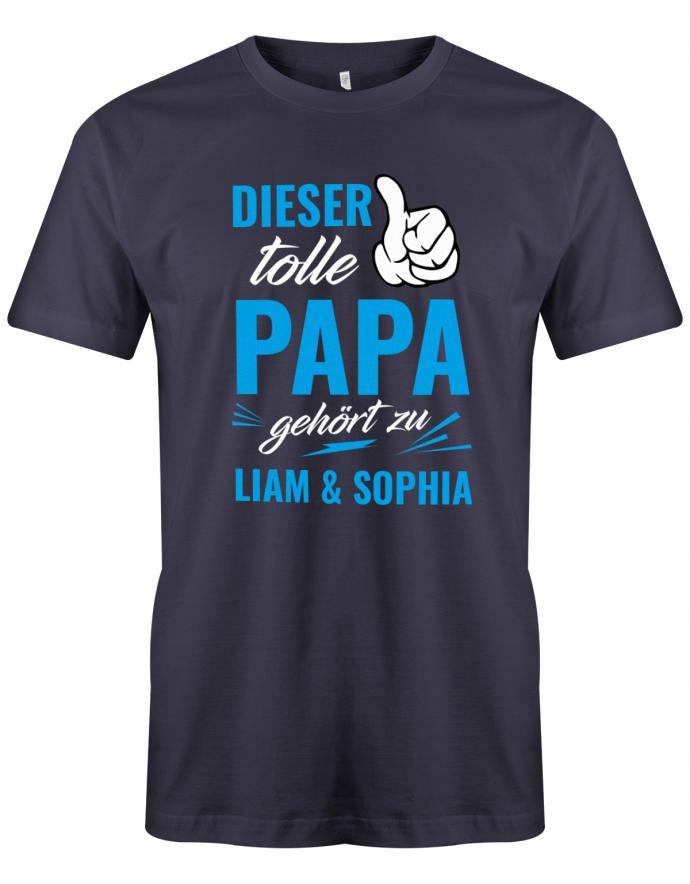 Dieser tolle Papa gehört zu mit Wunschname - Papa Shirt Herren Navy