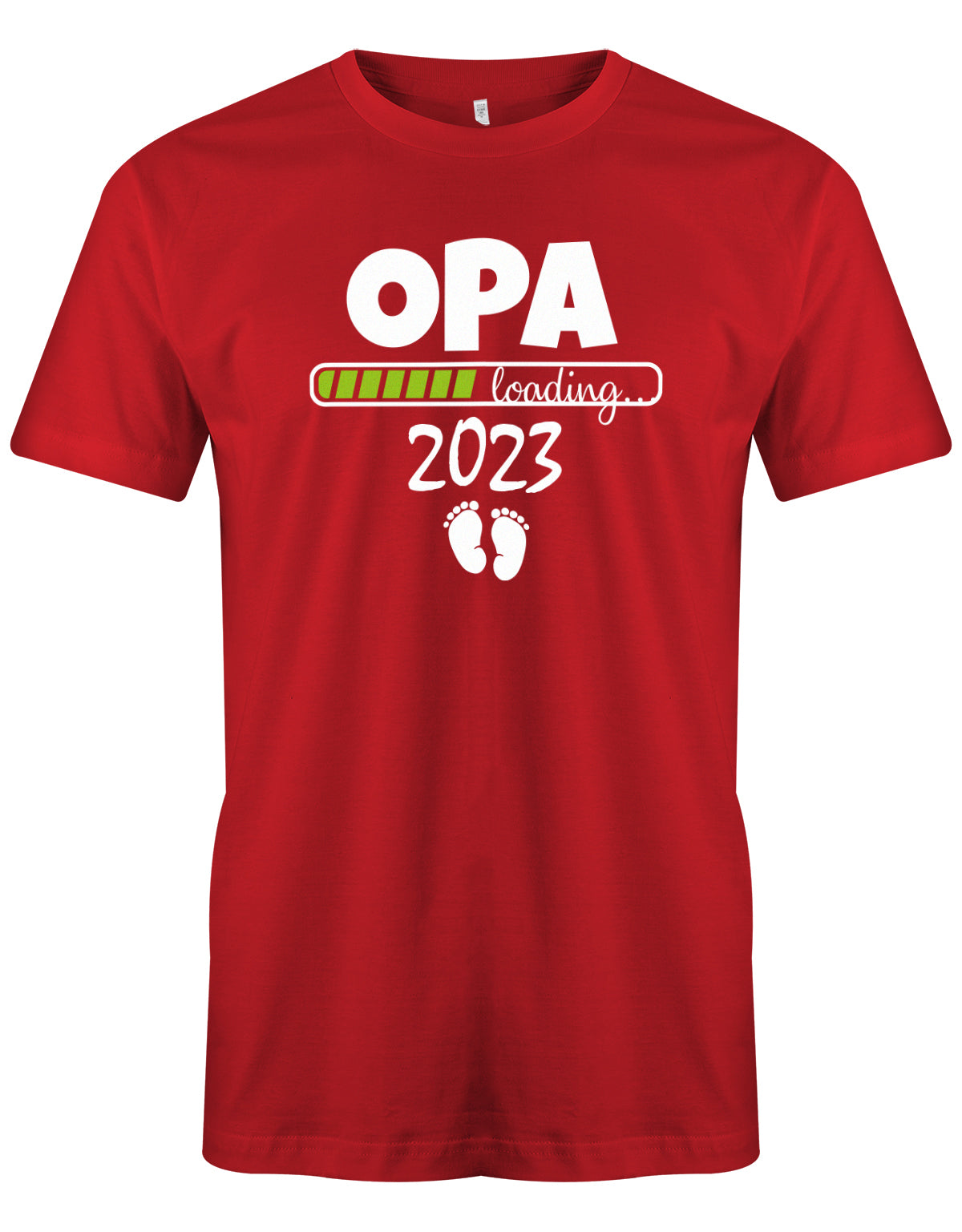 Opa T-Shirt Spruch für werdenden Opa - Opa Loading 2023 Balken lädt. Fußabdrücke Baby. Rot